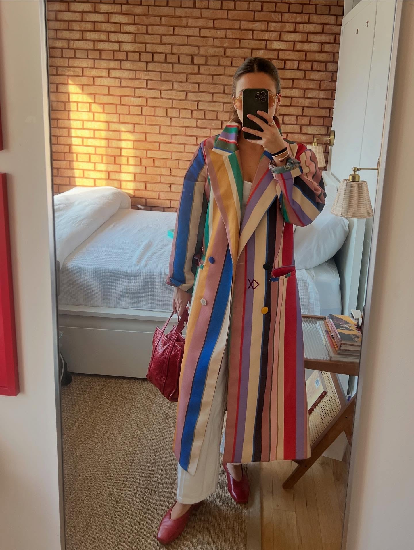 Multicolored Striped Trench Coat