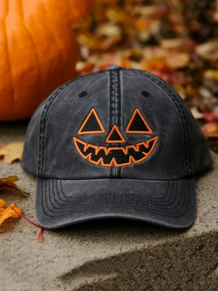 Autumn Halloween Ghost Smiling Face Printed Baseball Cap