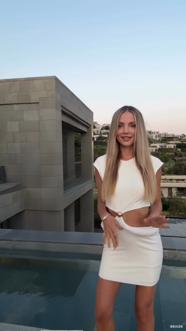 White Cutout Mini Dress with Gold Accent