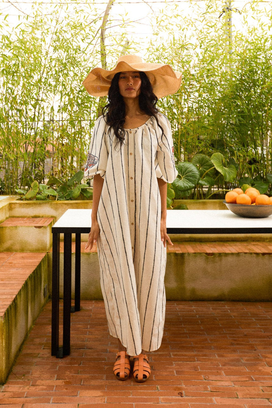 Striped Linen Maxi Dress