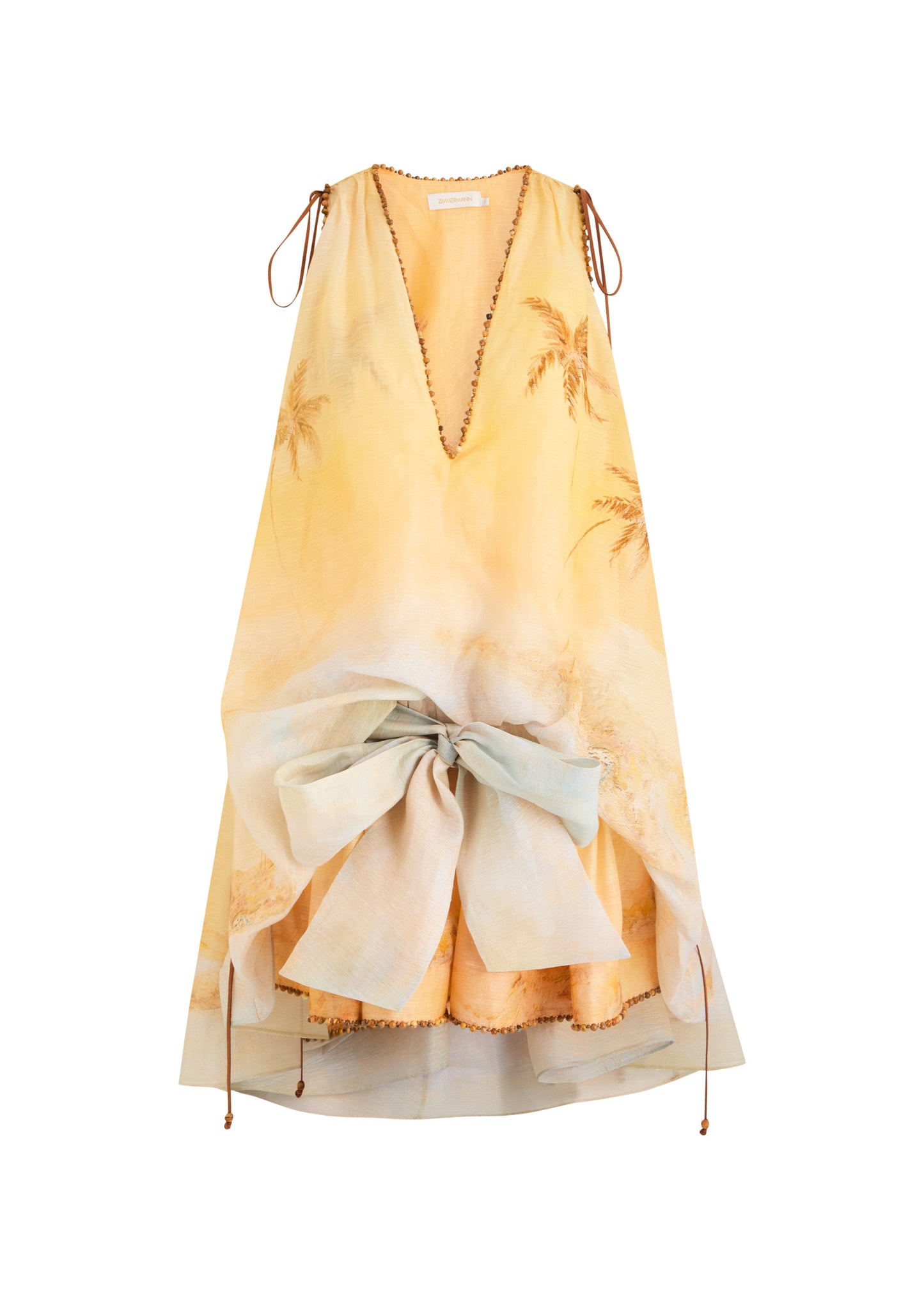 Printed Linen-Blend Mini Dress