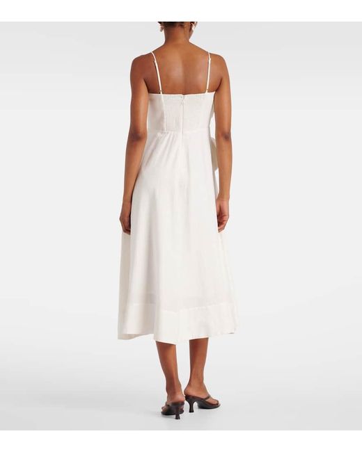 White Asymmetric One Shoulder Floral Midi Dress