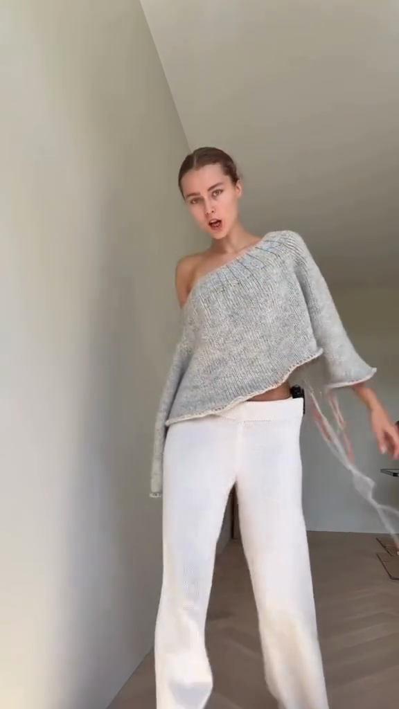 White Wide - Leg Knit Trousers