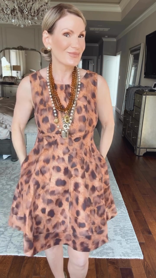 Leopard Print Sleeveless Fit - and - Flare Dress