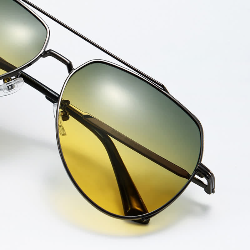 Spykay™ SG60941 Polarized Photochromic Double Bridges Aviator Sunglasses for Driving