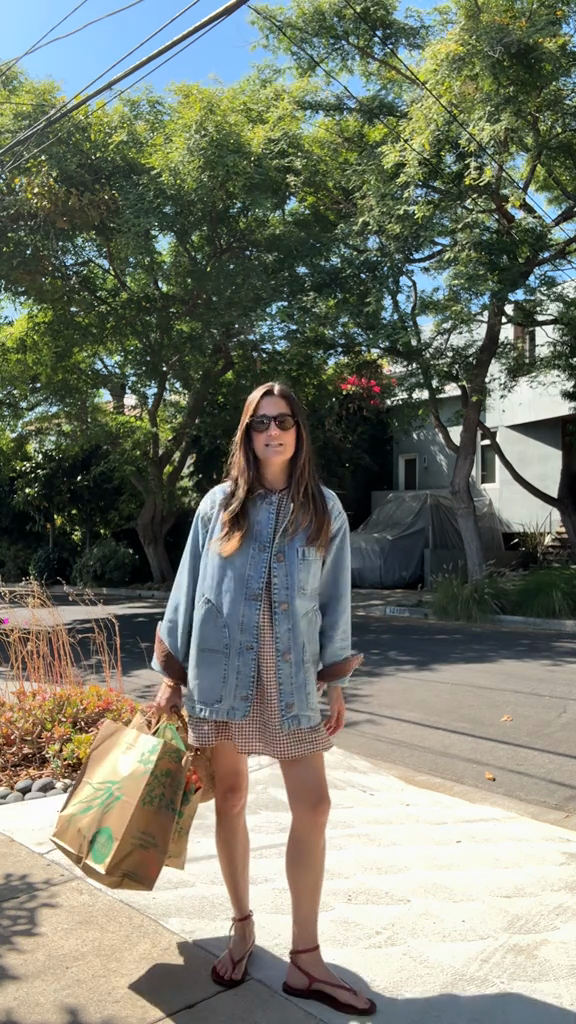 Oversized Light Wash Denim Jacket with Contrast Cuffs