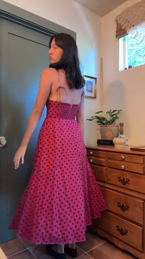 Pink Polka - Dot Midi Sundress
