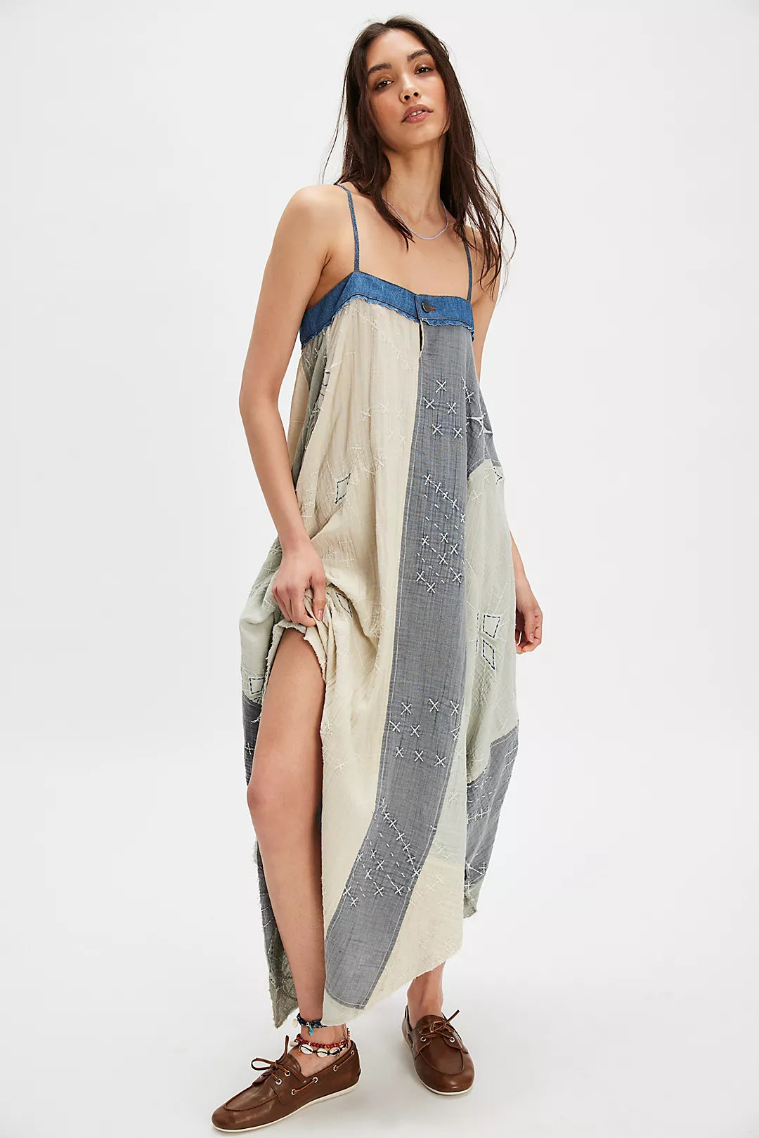 Patchwork Print Maxi Dress