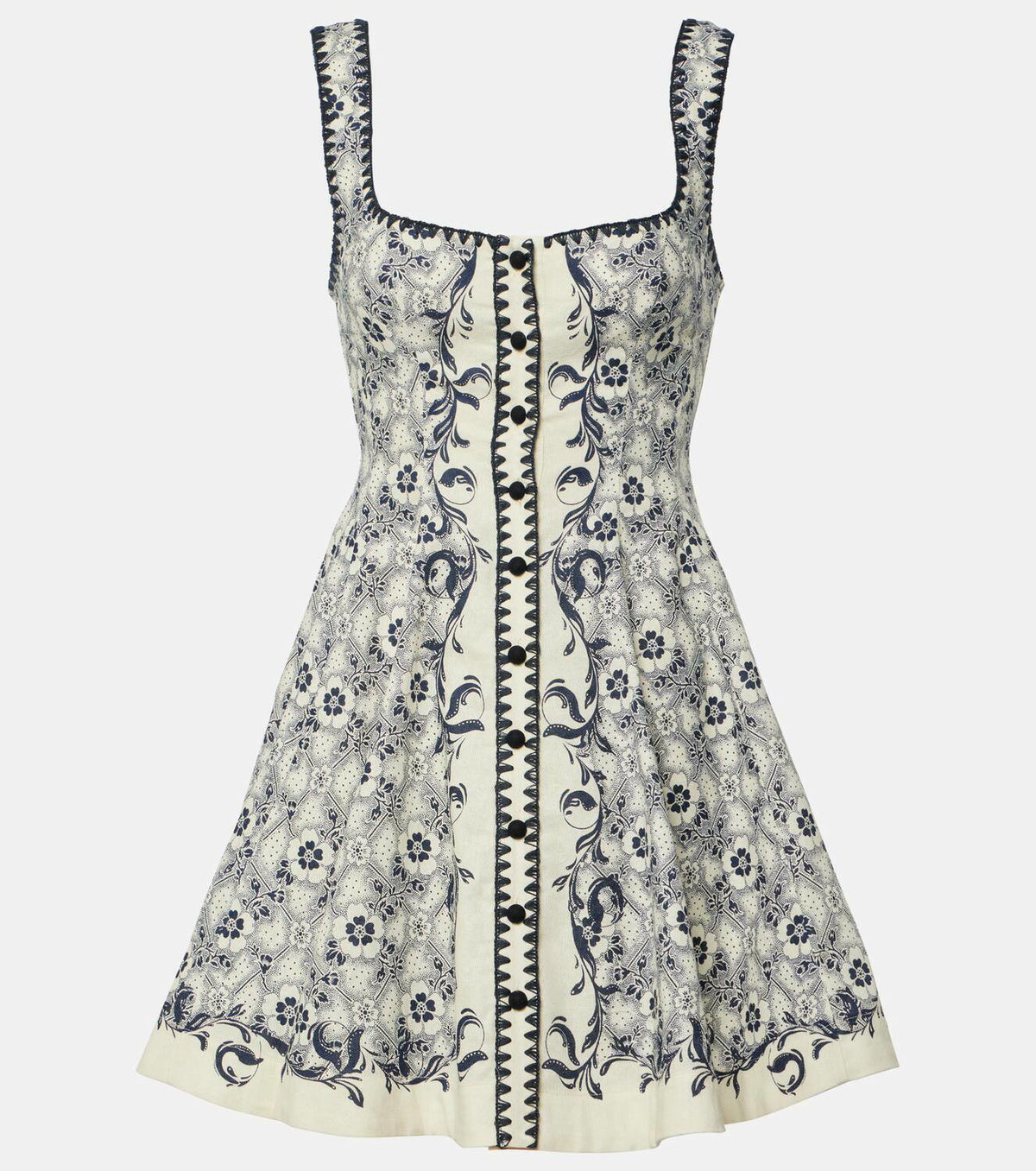 Printed Square - Neck Fit and  Flare Mini Dress