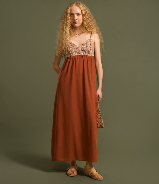 Rust - Colored Crochet - Top Maxi Dress