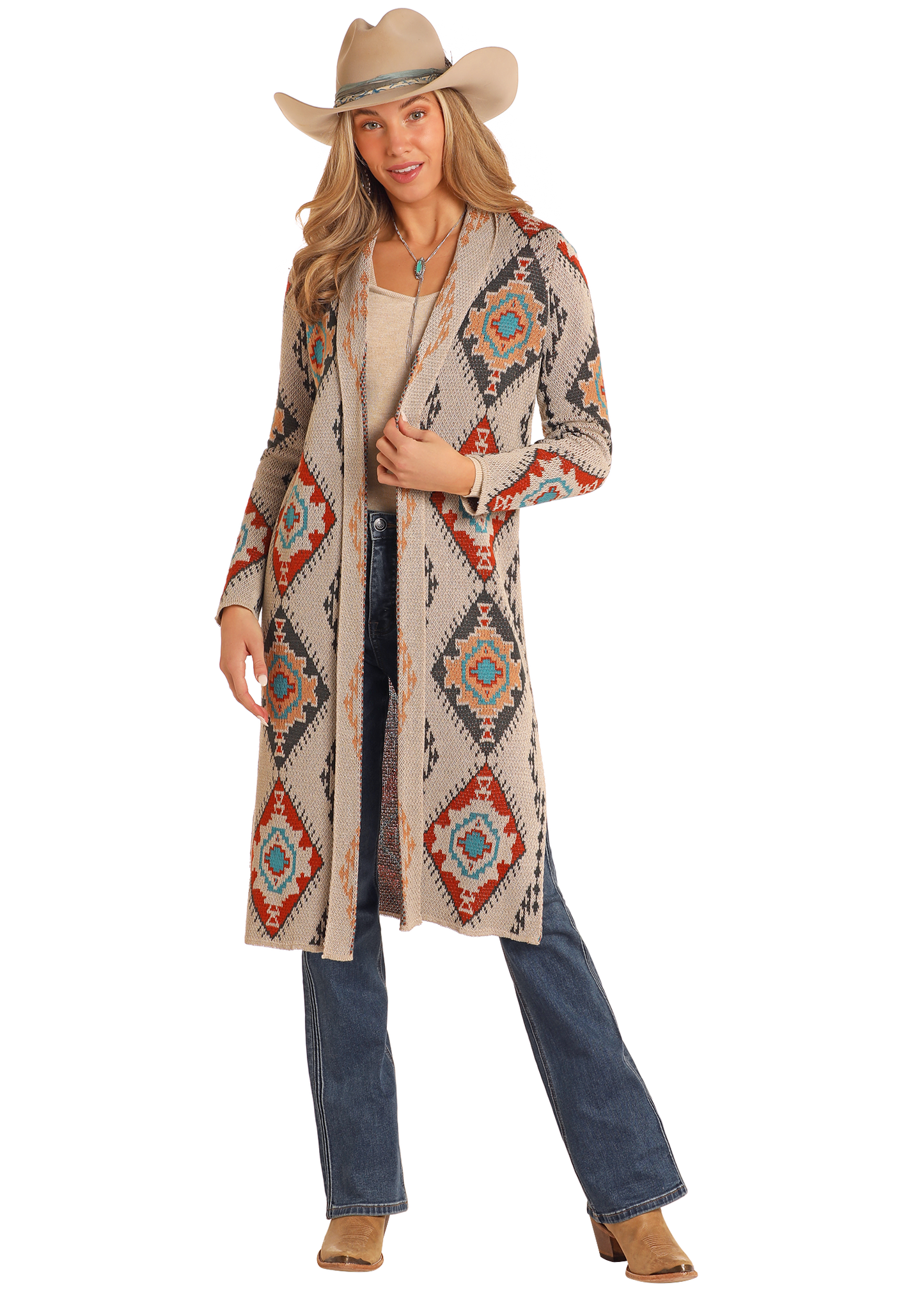 Southwestern - Patterned Long Cardigan