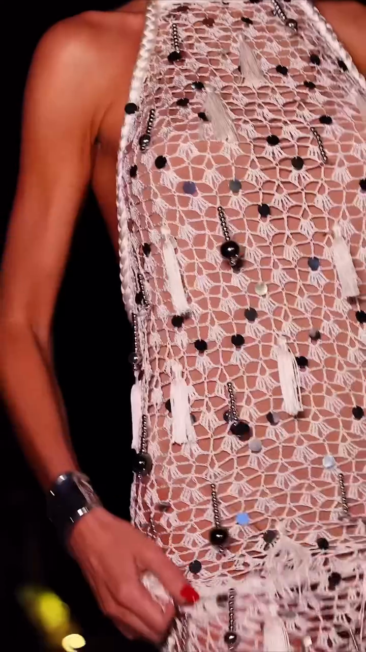 White Crochet Backless Maxi Dress with Tassel & Bead Details