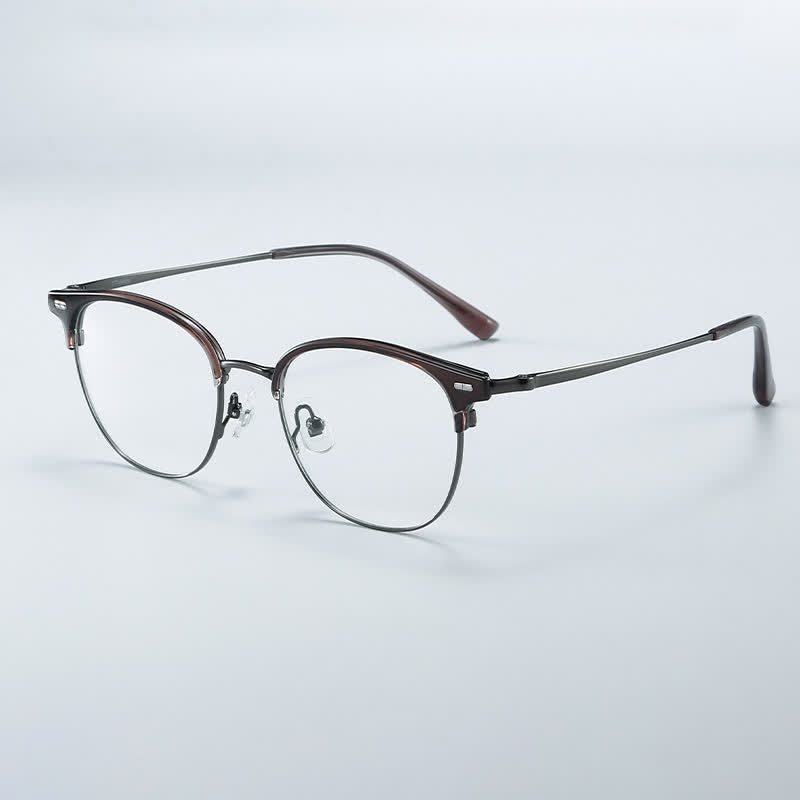 Spykay™ EG26737 Lightweight Round Titanium Frame Anti-blue Light Browline Glasses