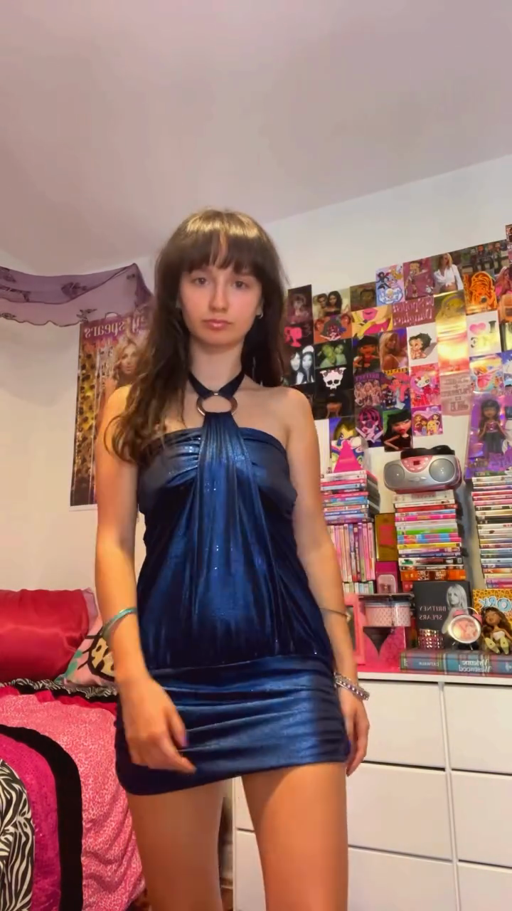 Navy Blue Halter Mini Dress