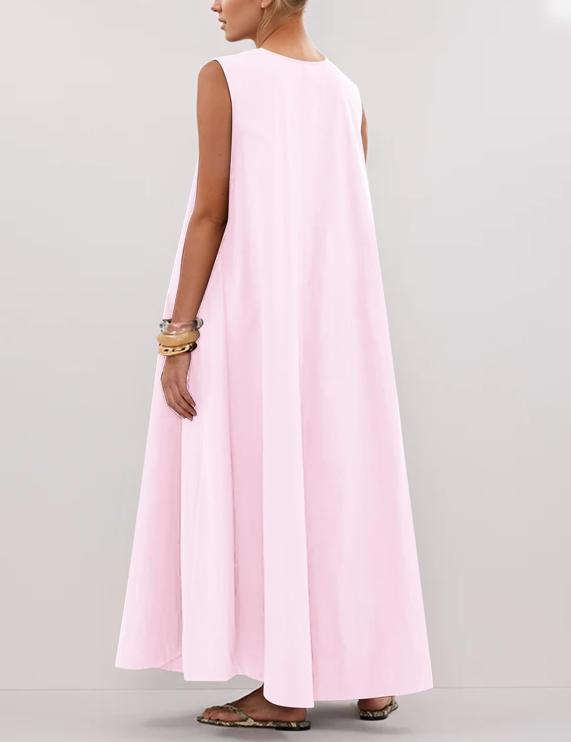 Sleeveless V - Neck Maxi Dress