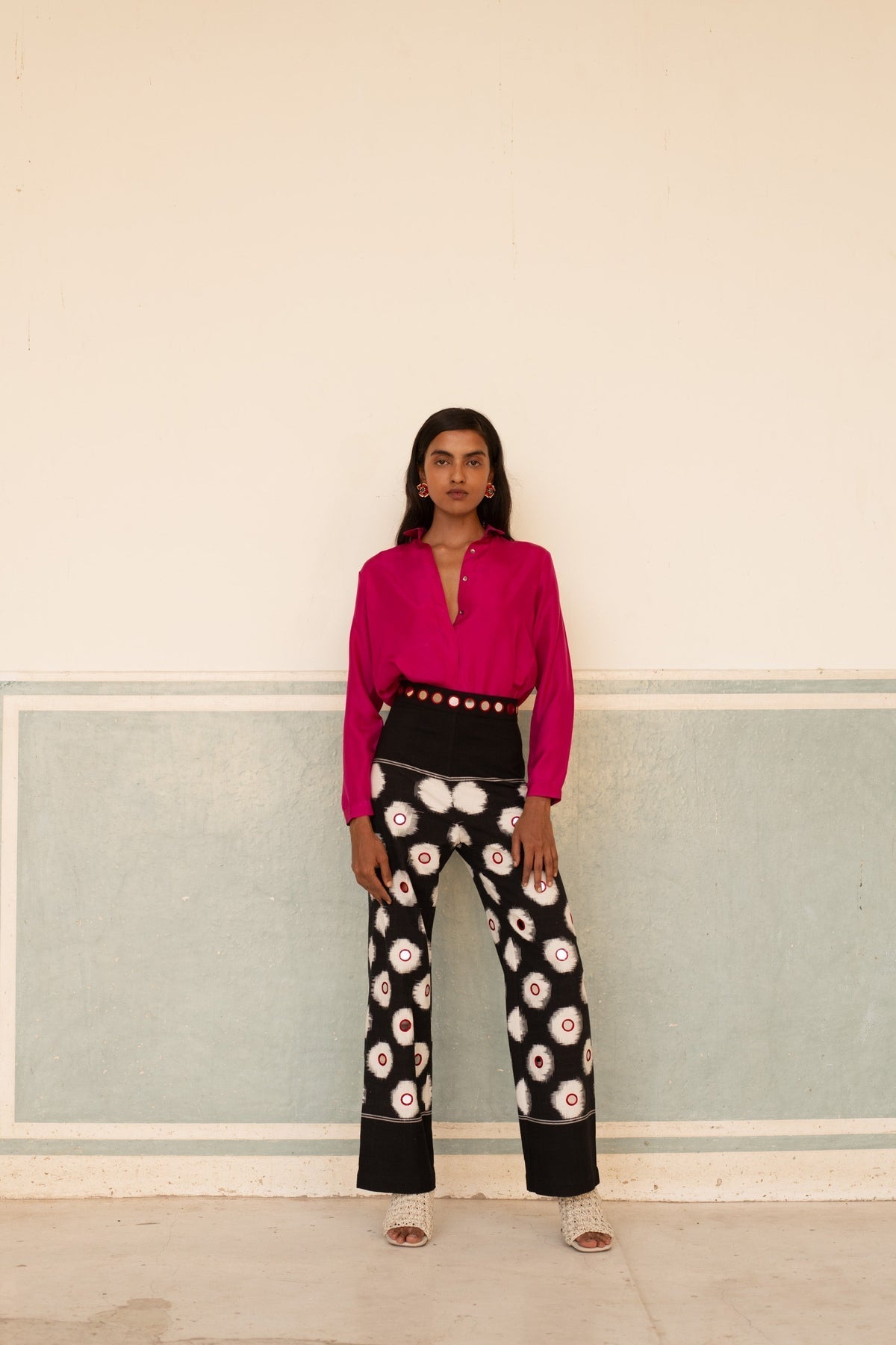 Embroidered Flared Trousers
