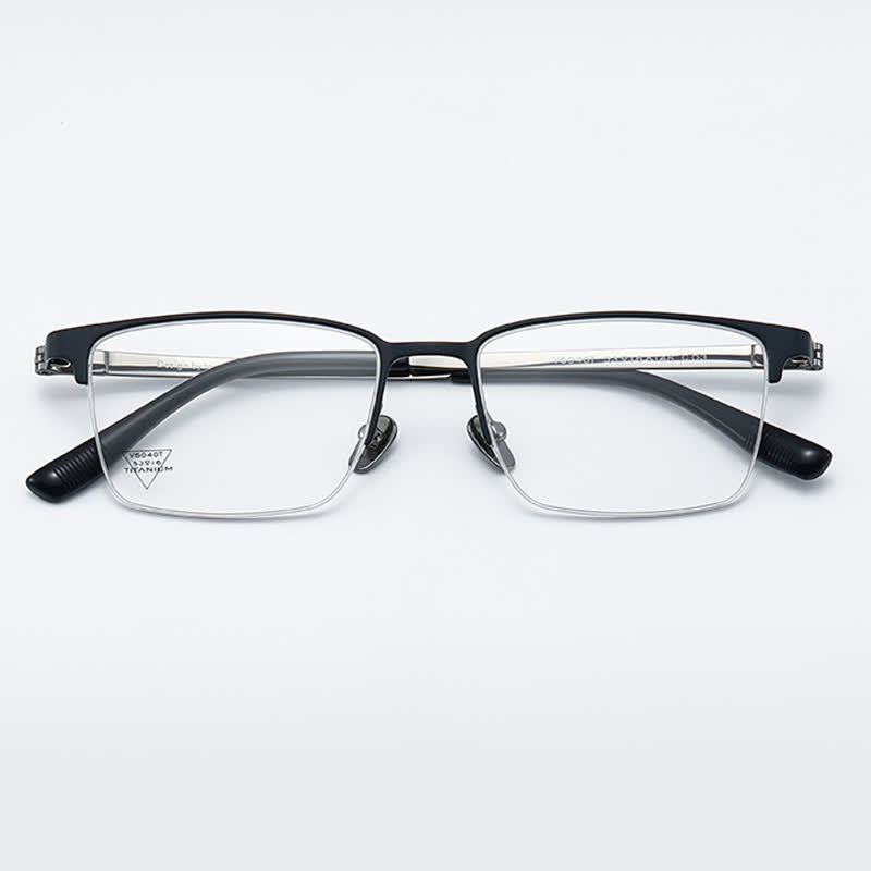 Spykay™ EG26795 Titanium Rectangle Frame Anti-blue Light Simple Browline Glasses