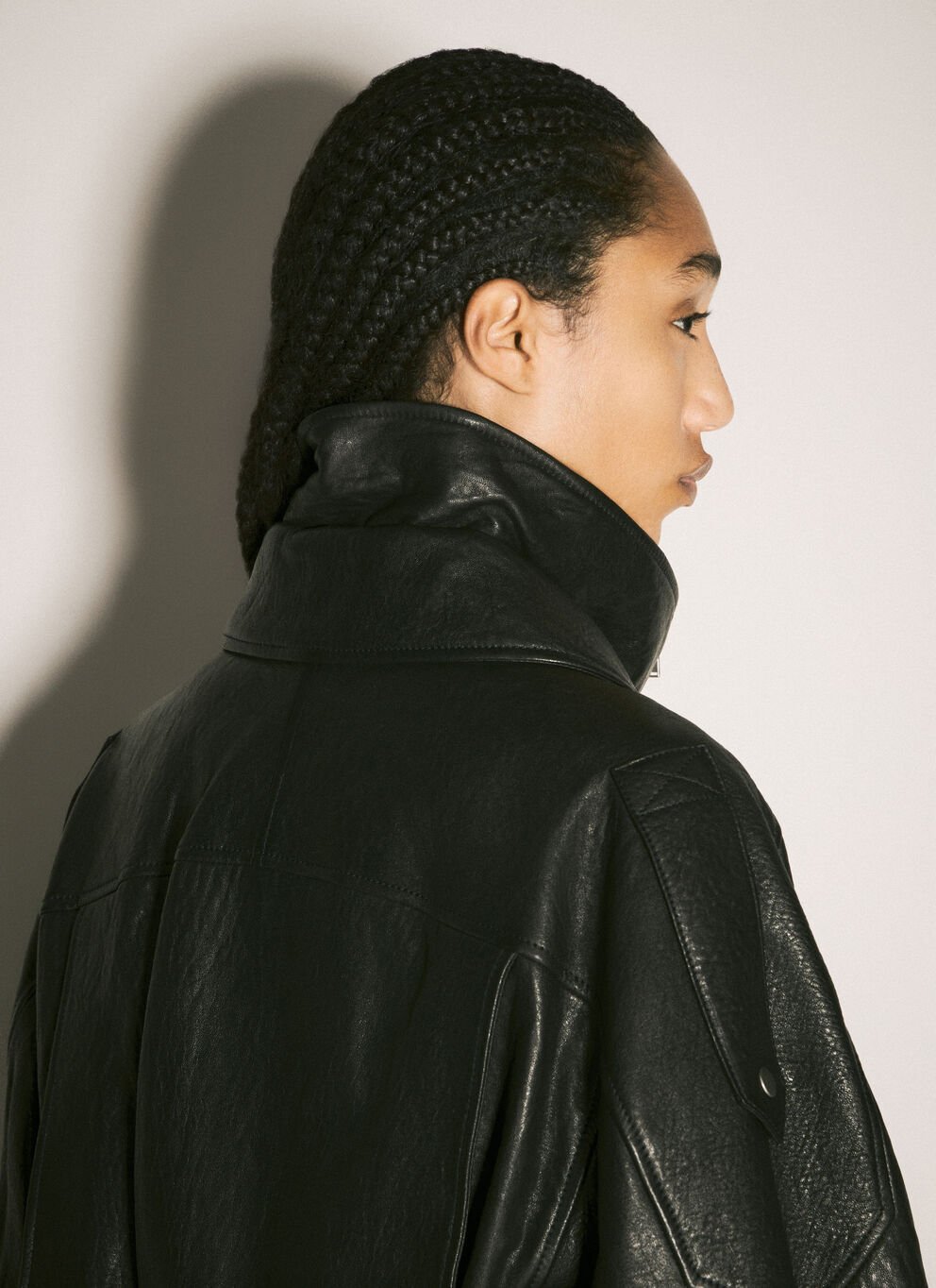 Black Asymmetric Leather Jacket with Belt