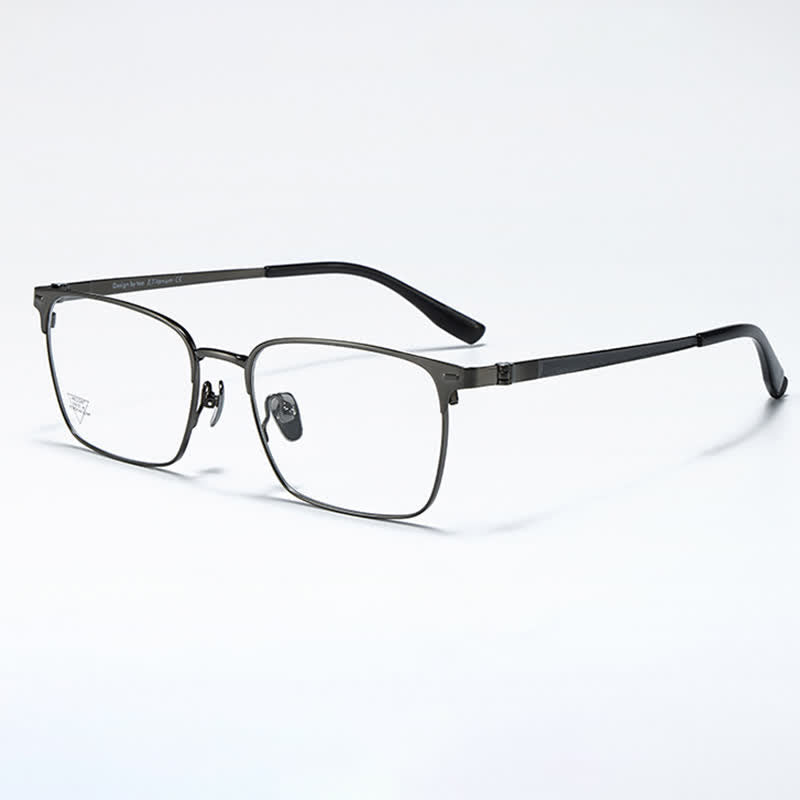 Spykay™ EG26794 Titanium Square Frame Anti-blue Light Simple Browline Glasses