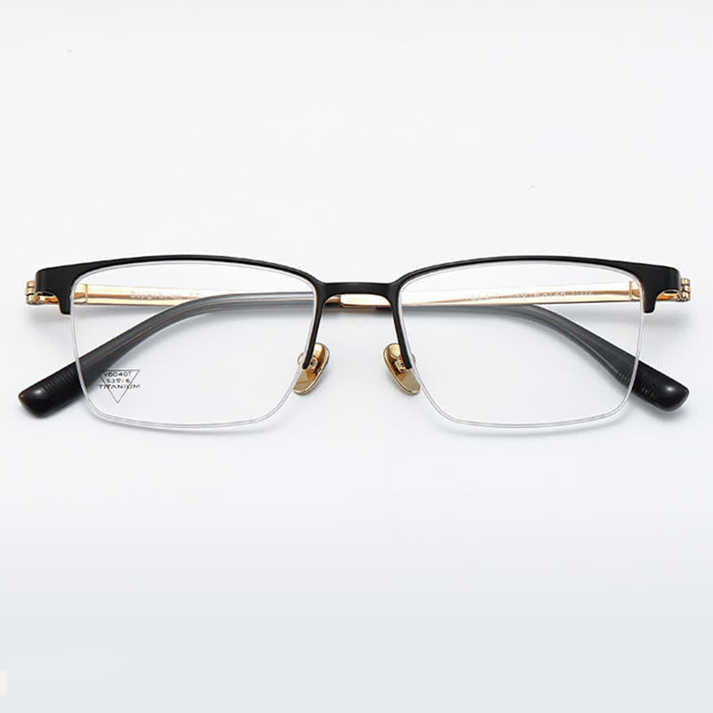 Spykay™ EG26795 Titanium Rectangle Frame Anti-blue Light Simple Browline Glasses