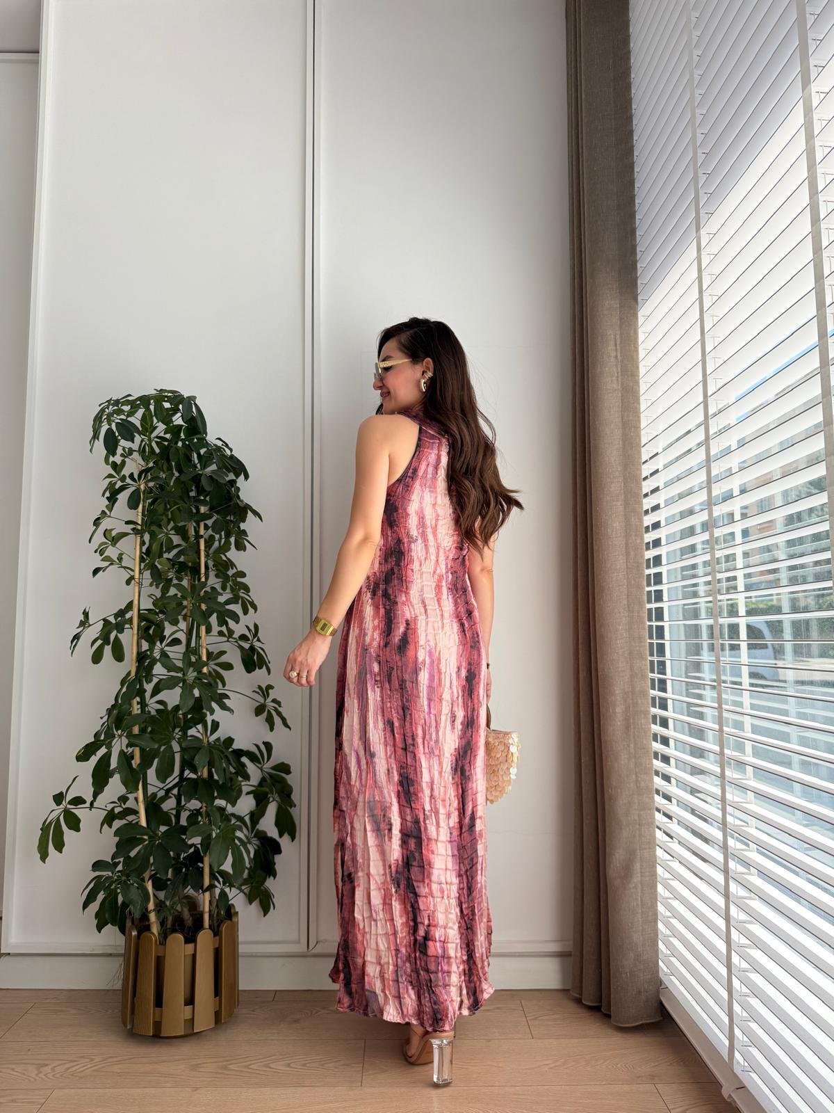 Tie - Dye Halter Maxi Dress