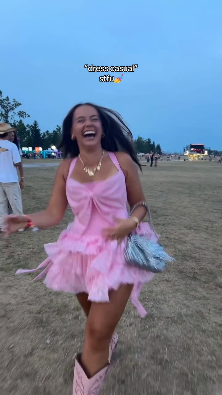 Pink Bow - Front Ruffled Mini Dress