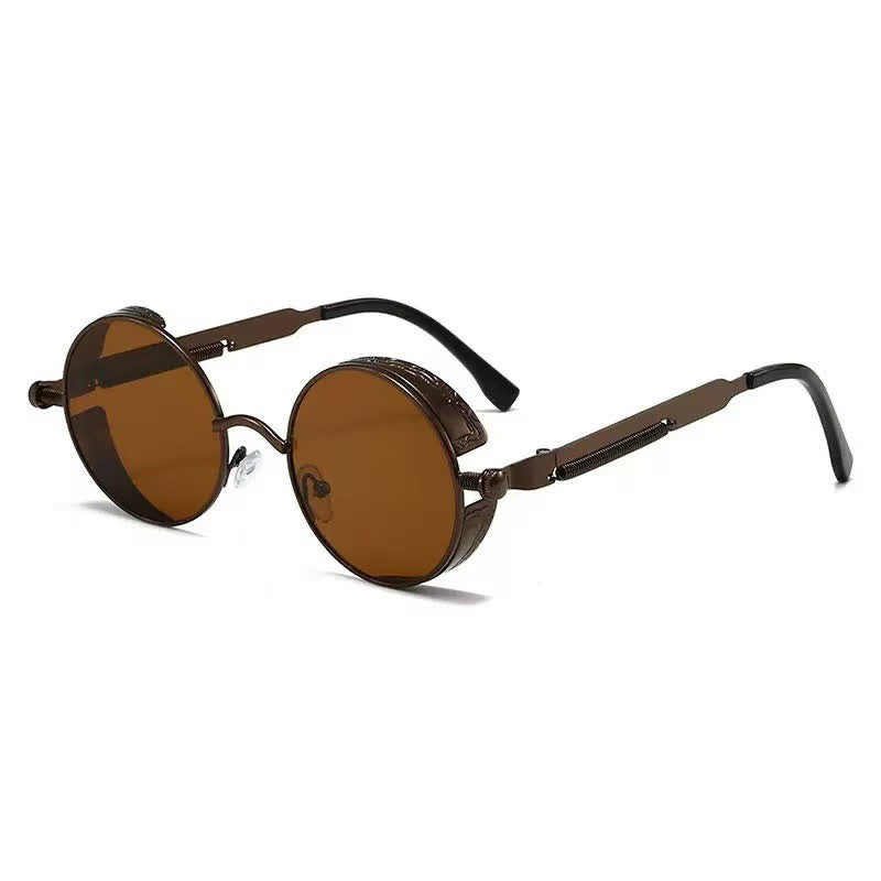 Spykay™ SG60945 Retro Punk Round Frame Spring Temples Sunglasses