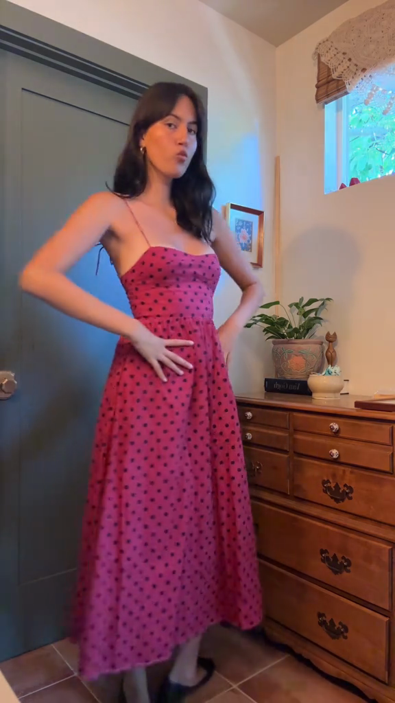 Pink Polka - Dot Midi Sundress
