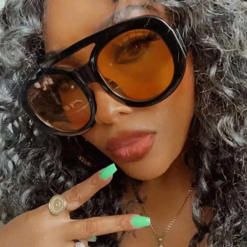 Spykay™ SG60741 Round Frame Double Bridges Oversized Aviator Sunglasses
