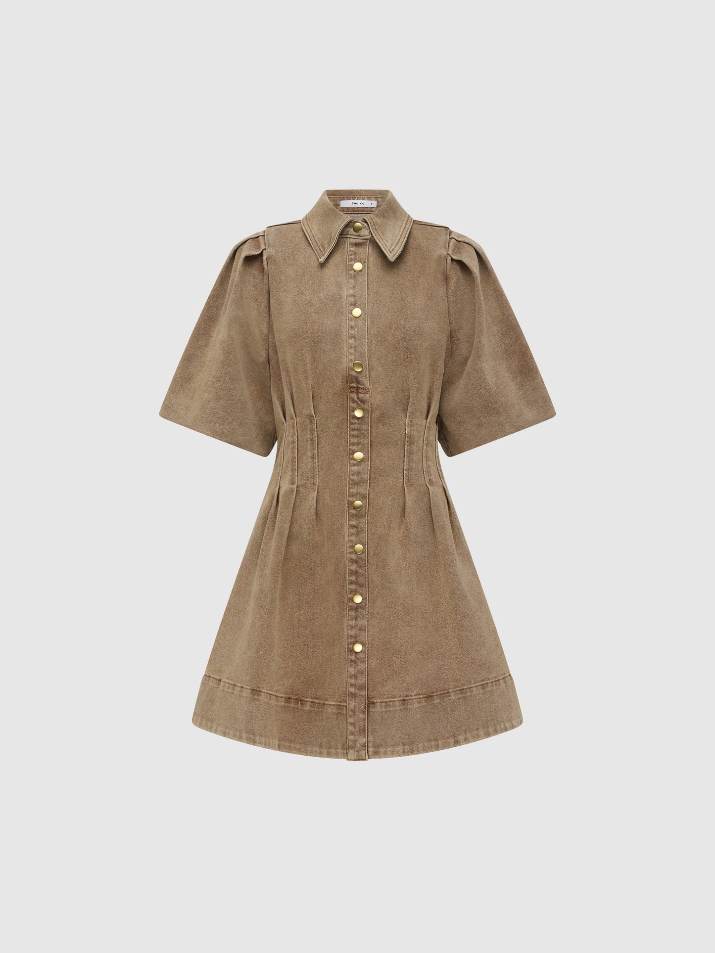 Brown Denim Button - Down Mini Dress