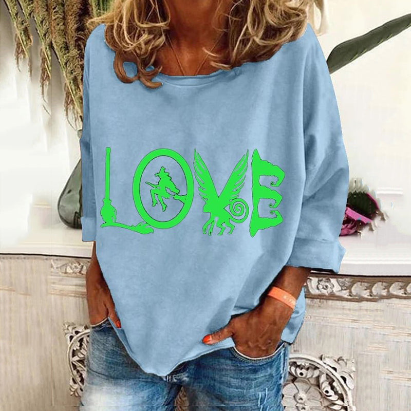 Women's Love Witch Pattern Print Long Sleeve T-Shirt