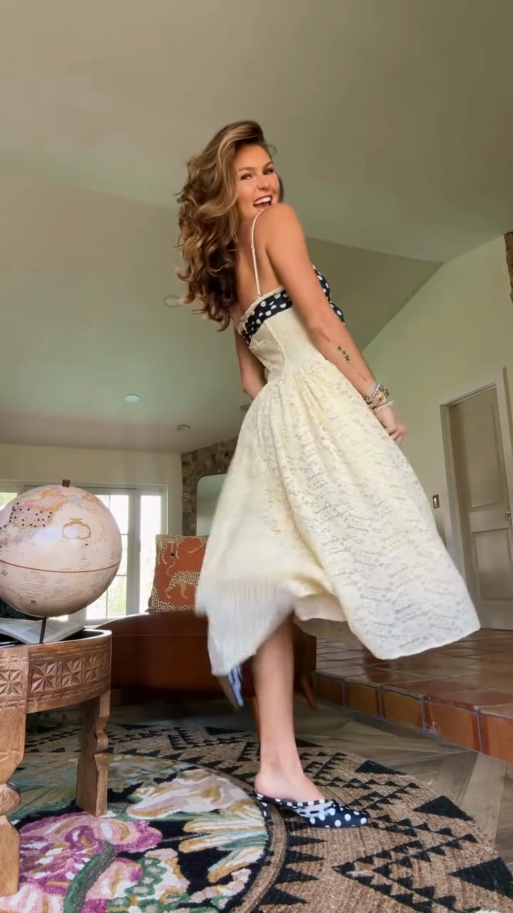 Polka Dot Bow - Accent Lace Midi Dress