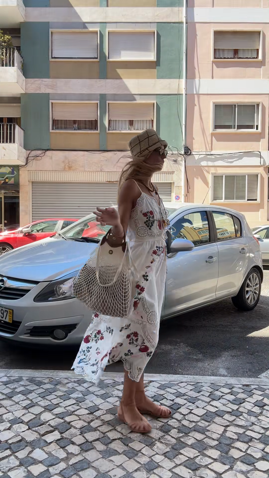 White Embroidered Lace - Up Midi Dress