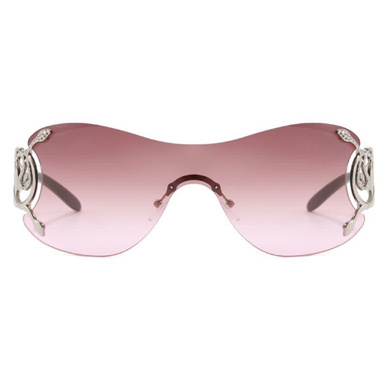 Spykay™ SG60904 Snake Design Temples One-piece Rimless Y2K Sunglasses