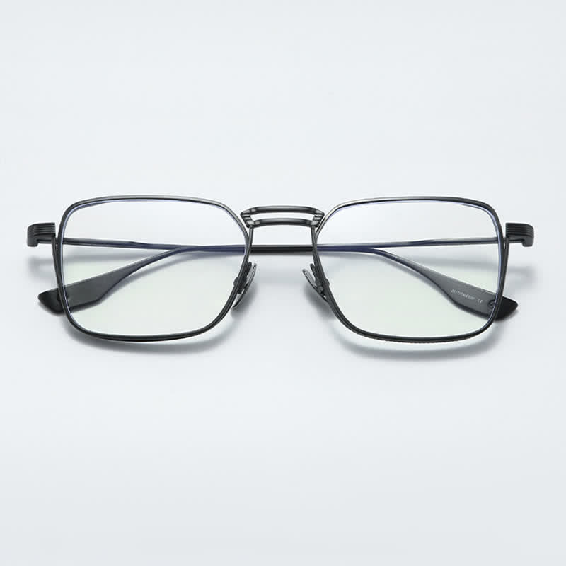 Spykay™ EG26738 Double Bridges Square Titanium Frame Anti-blue Light Vintage Glasses