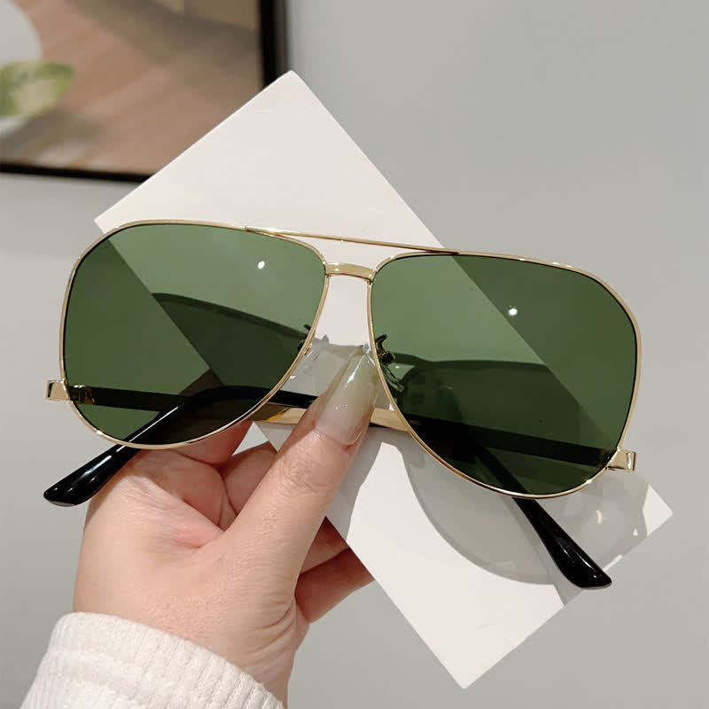 Spykay™ SG60761 Double Bridges Metal Temples Aviator Sunglasses