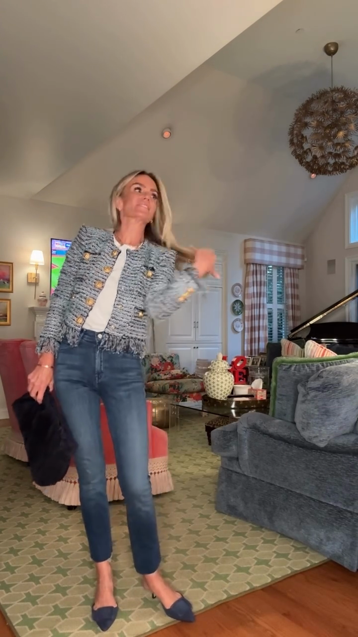 Grey Tweed Fringe - Trimmed Jacket