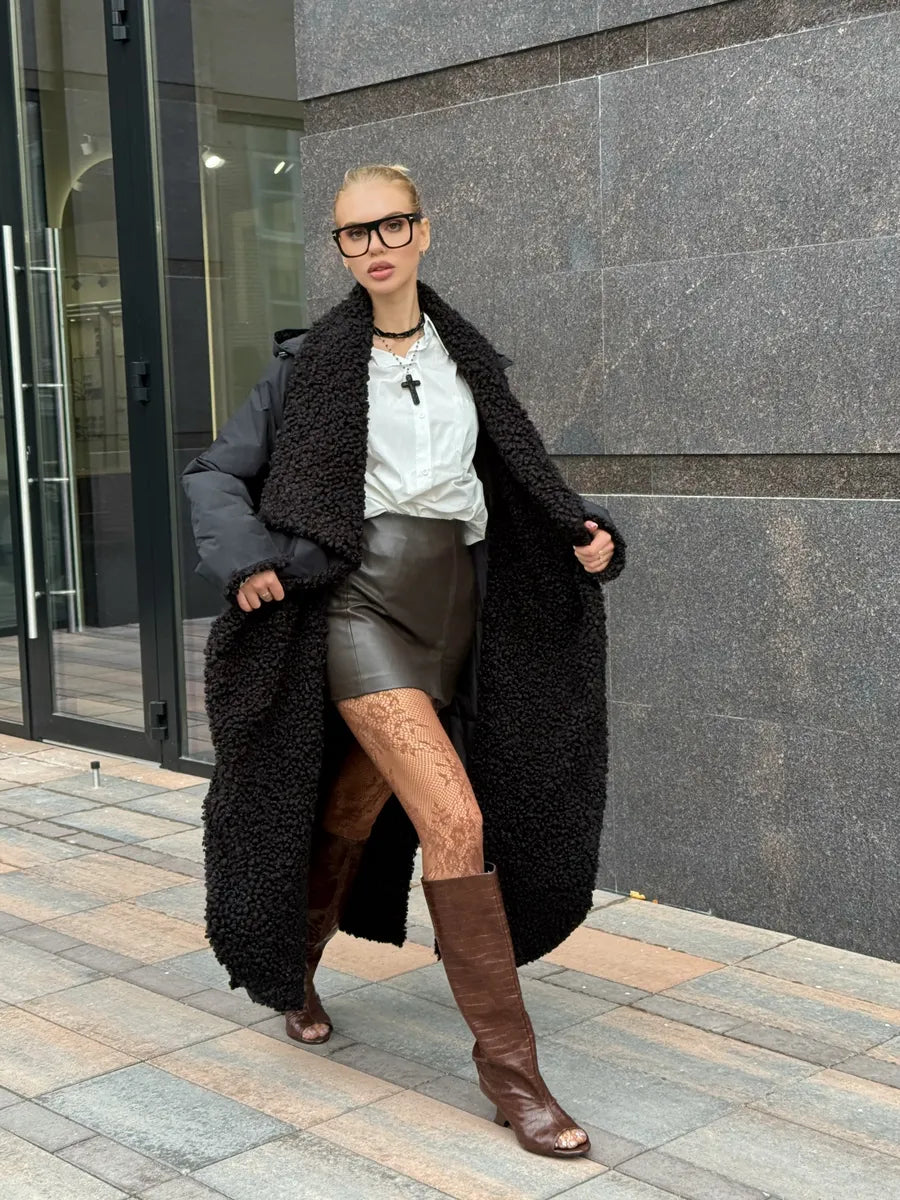 Faux - Shearling Trimmed Trench Coat