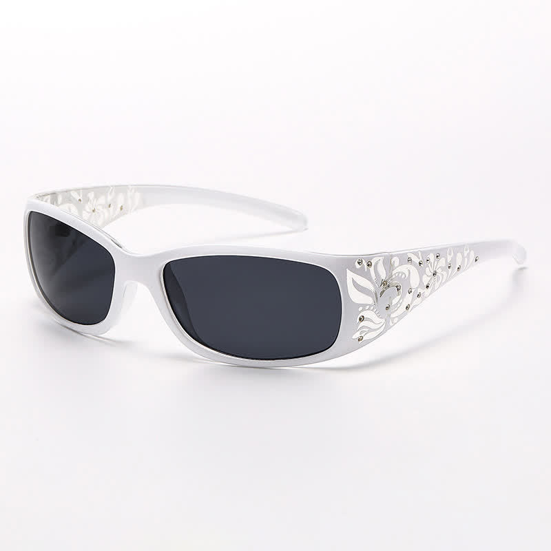 Spykay™ SG60871 Trendy Oval Frame Laser Pattern Rhinestones Decor Sunglasses