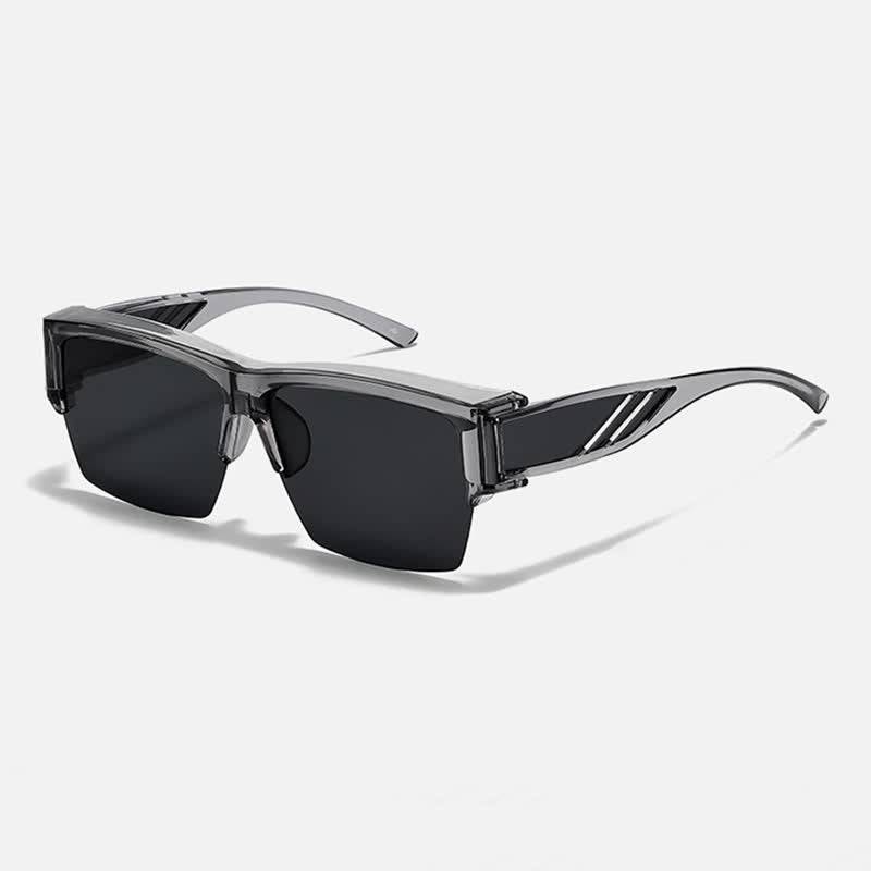Spykay™ SG60954 Semi-Rimless Polarized Square Driving Sunglasses Fit Over Glasses for Women Men
