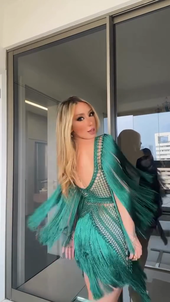 Teal Fringe - Embellished Knit Dress