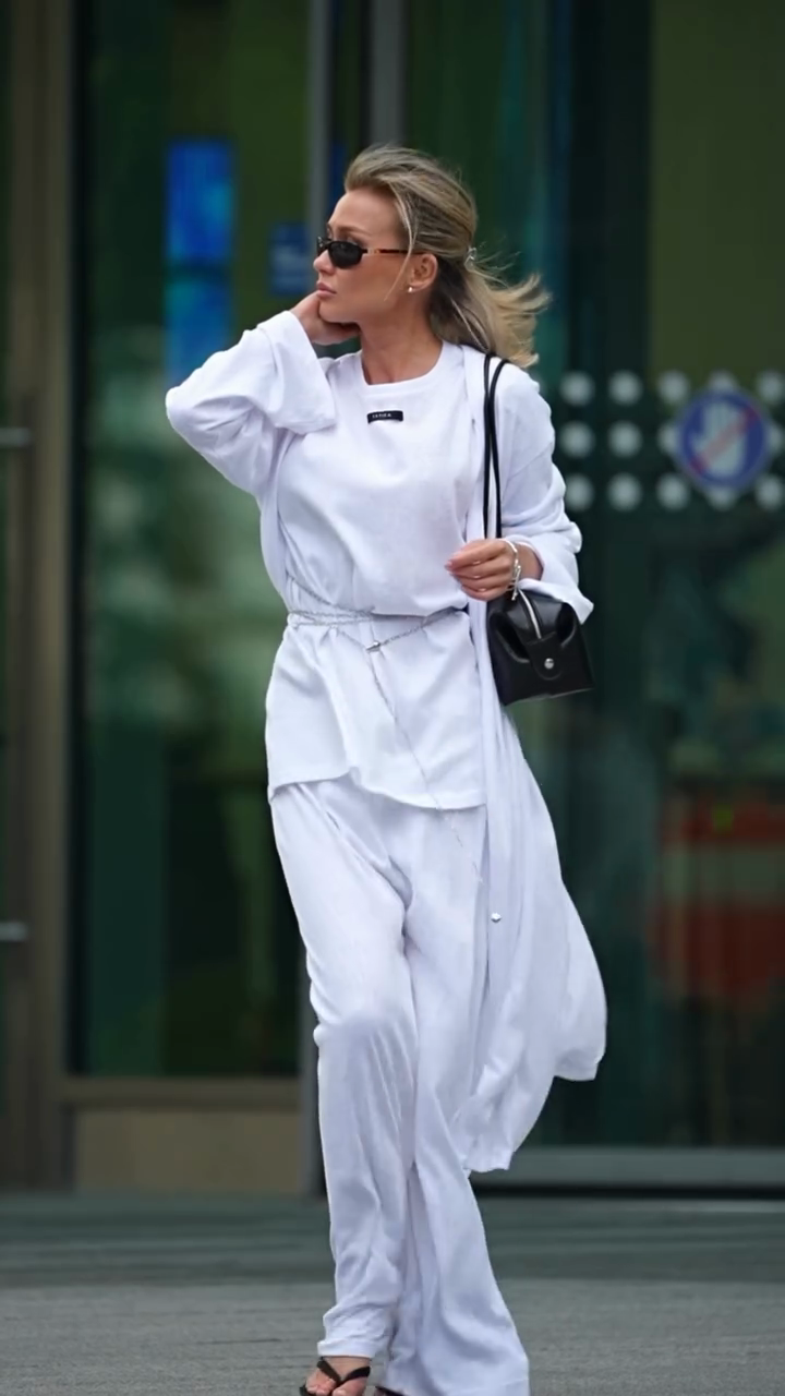 White Belted Two - piece Set