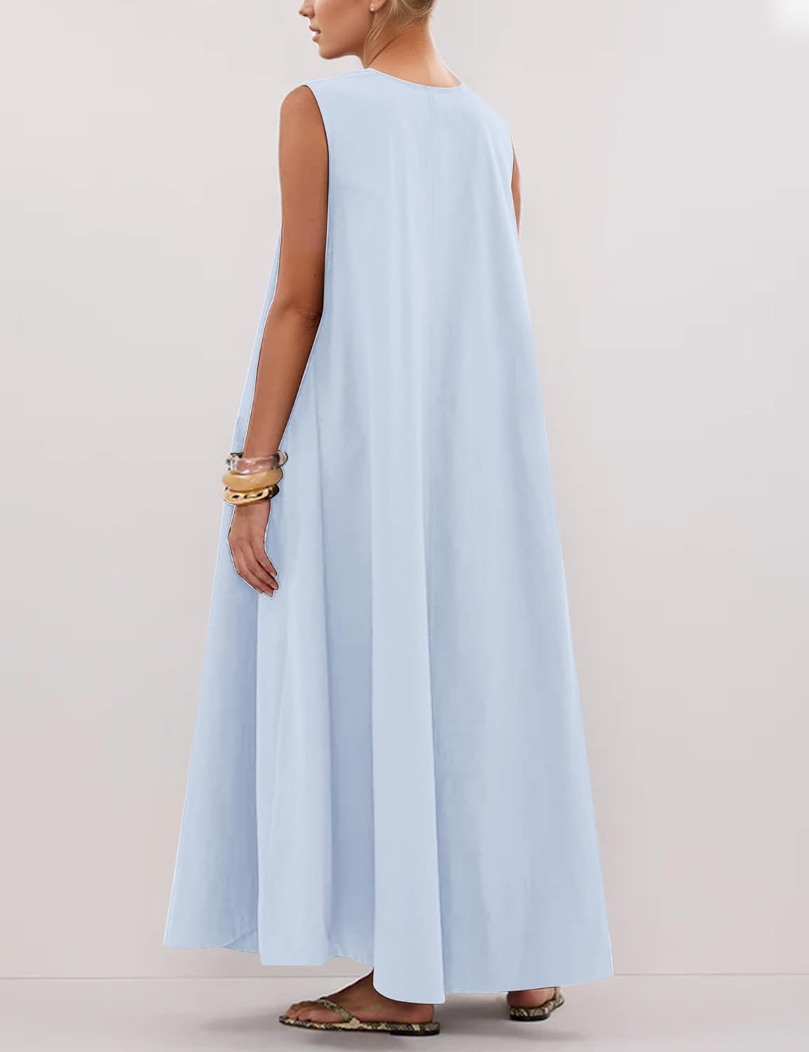 Sleeveless V - Neck Maxi Dress