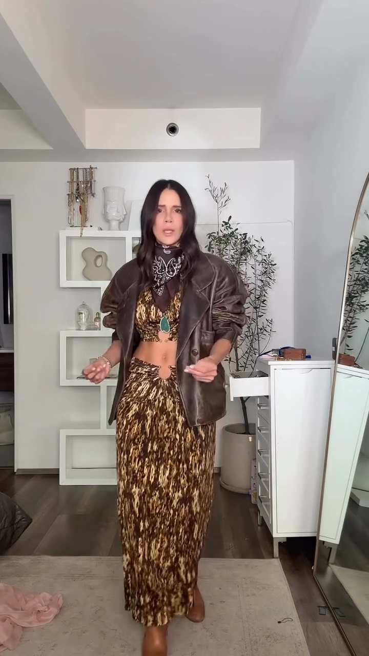 Leopard Print Cutout Maxi Skirt