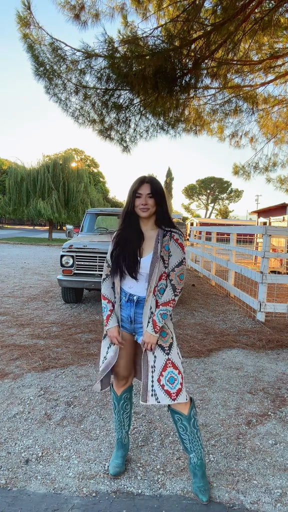 Southwestern - Patterned Long Cardigan