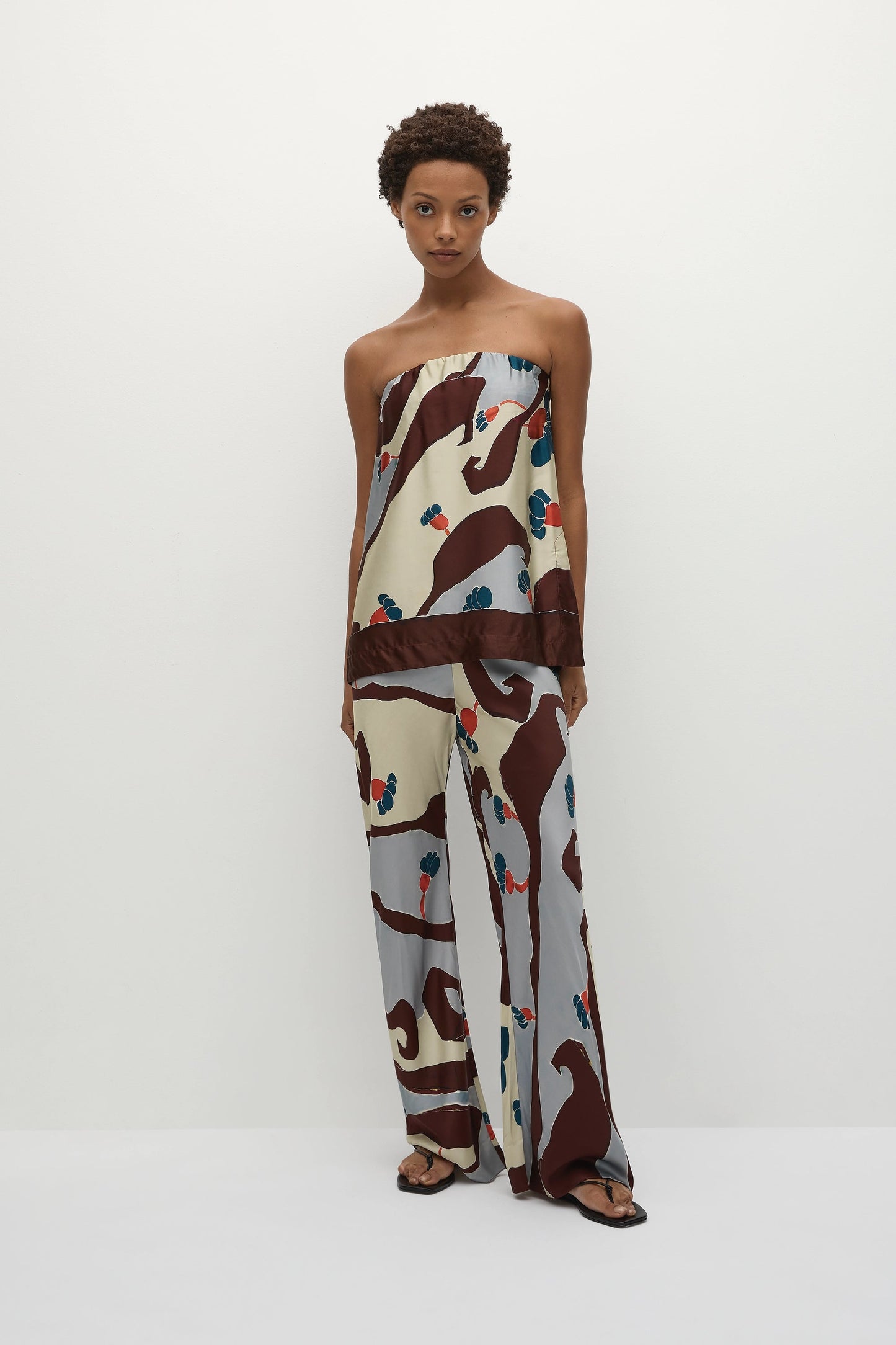 Printed Cami and Wide - Leg Pants Set