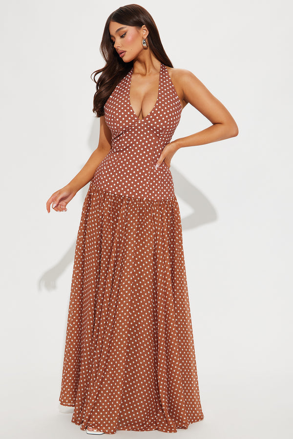 Polka Dot Halter Maxi Dress