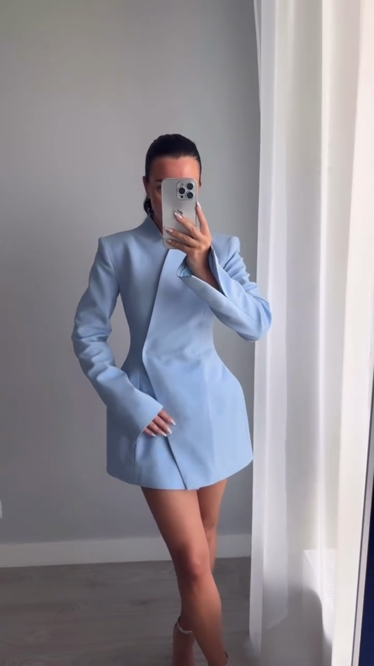 Light Blue Tailored Blazer Dress
