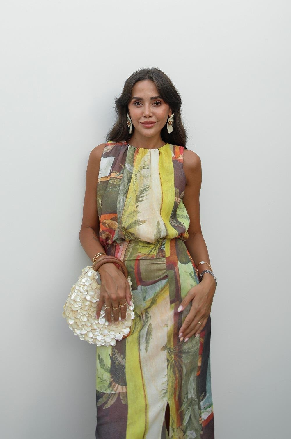 Sleeveless Abstract - Print Maxi Dress