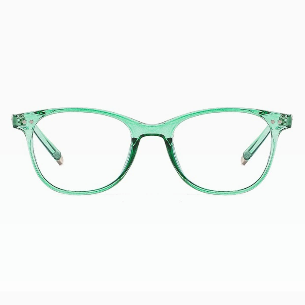 Spykay™ EG1014 Oval Small Frame Vintage Rivet Classic Travel Hammered Flat Lens Blue Light Blocking Glasses For Women
